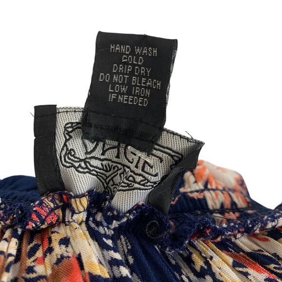 Angie Womens Boho Tunic Size 3X Navy Blue Floral Off Shoulder Rayon Mini Dress - Picture 7 of 7